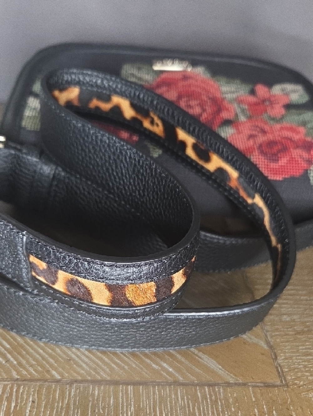 Kate Spade Black Crossbody Bag with Red Rose Needlepoint - Picture 8 of 11